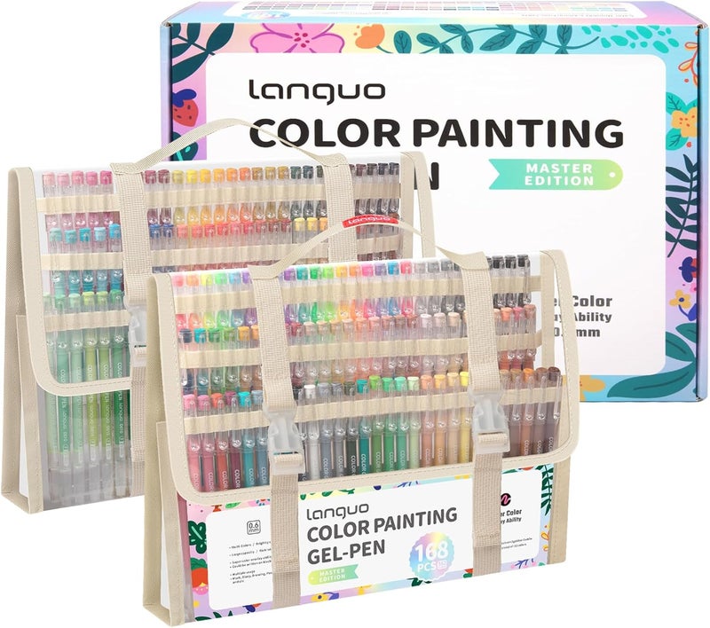 Joyask Gel Pens For Coloring, 168 Pack Colored Pens for Black Paper & White Paper, 0.6MM Fine Point Pens for Coloring, Writing, Drawing, Journaling, Note Taking, Office, Home - Image 1